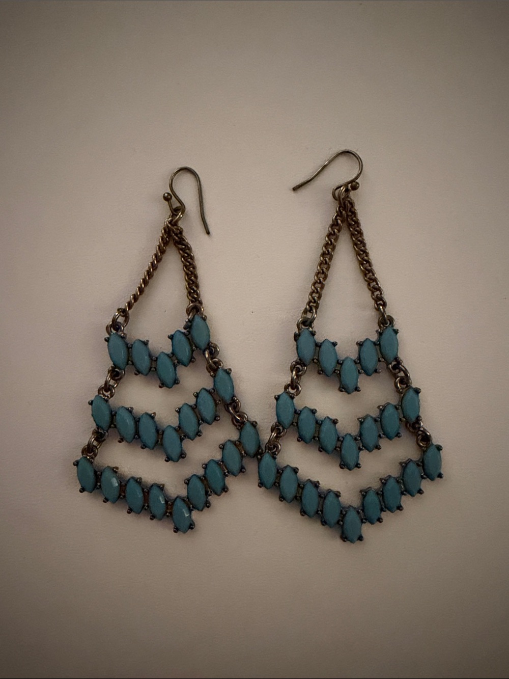 Turquoise Teardrop Chandelier Earrings